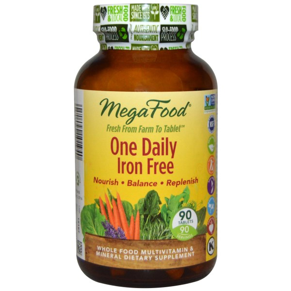 MegaFood, One Daily, Без железа, 90 таблеток