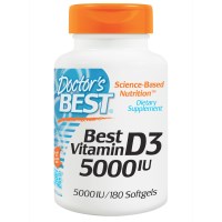 Doctor's Best, Лучший витамин D3, 5000 международных единиц, 180 мягких капсул