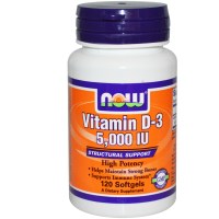 Now Foods, Витамин D-3, 5000 МЕ, 120 капсул