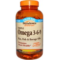 Sundown Naturals, Тройной комплекс Омега 3-6-9, 200 мягких капсул
