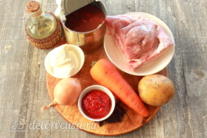 Овощное рагу с фасолью и мясом: Ингредиенты