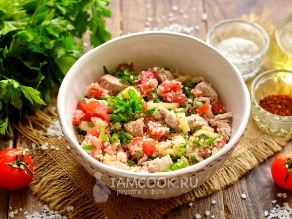 Салат с кускусом, свининой и овощами — рецепт с фото пошагово