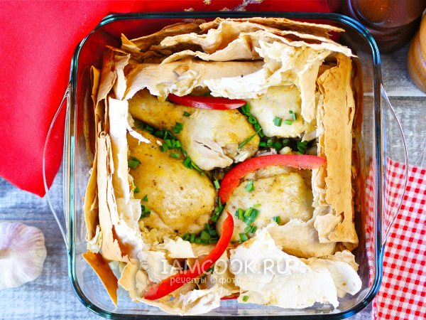 Курица, запеченная в лаваше в духовке — рецепт с фото пошагово