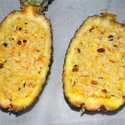 Тайский рис с креветками запеченный в ананасе: фото шаг 14