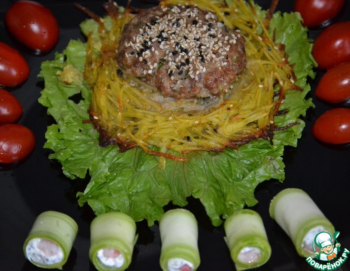 Рецепт: Картофельные гнезда по-восточному