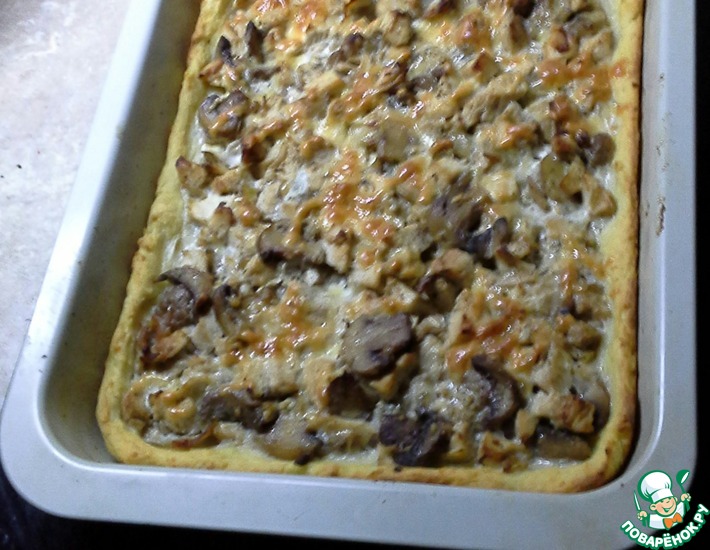 Рецепт: Картофельный пирог с курицей и шампиньонами