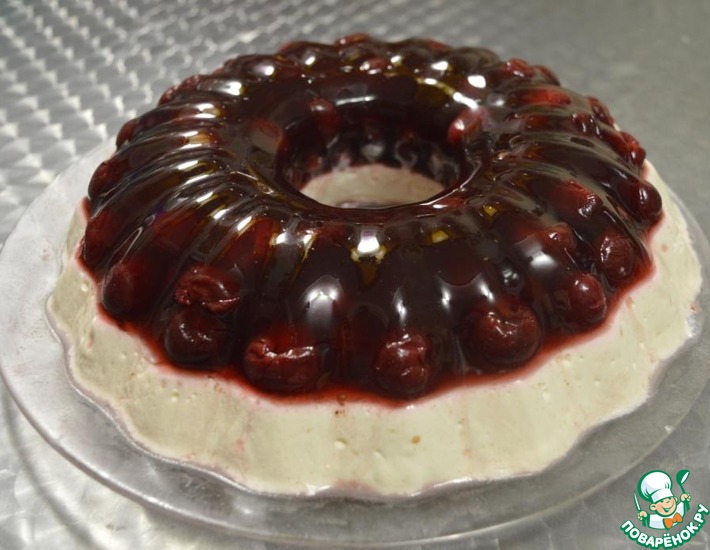 Рецепт: Торт желейный вишнёво-творожный