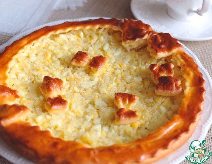 Рецепт: Сдобный пирог с рисом и яйцом