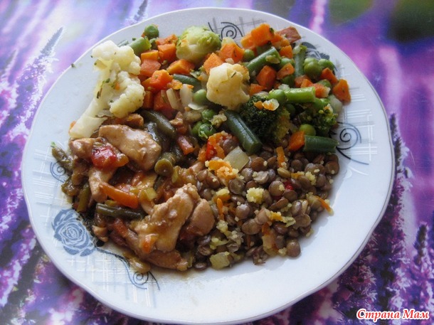 Куриная грудка с овощами в соусе терияки