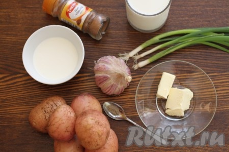 Ингредиенты для приготовления картофельного пюре с чесноком
