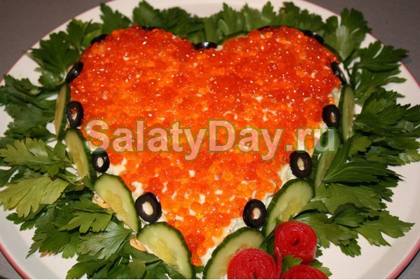 Салат из морепродуктов на праздничный стол – «Сердце»