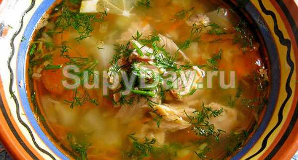 Быстрый суп из консервированной горбуши
