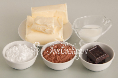 Для приготовления домашнего шоколадного масла нам понадобятся следующие ингредиенты: сливочное масло, молоко, сахарная пудра, какао-порошок и шоколад