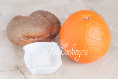Из фруктов выберем свежий апельсин, киви и кокосовую стружку для украшения