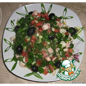 Рецепт: Салат со щупальцами кальмаров 