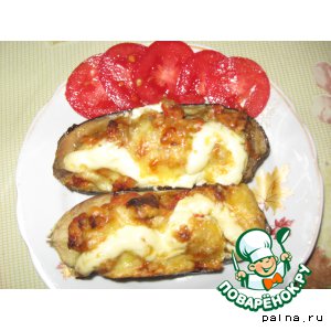Рецепт: Баклажаны, фаршированные мясом и помидорами