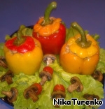 Перец, фаршированный грибами — рецепт с фото пошагово