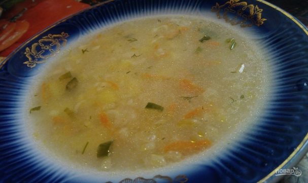 Суп с пшеничной крупой на курином бульоне