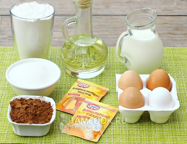 Ингредиенты для пирога «Зебра» на молоке