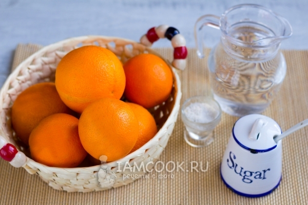 Ингредиенты для цукатов из апельсиновых корок в домашних условиях