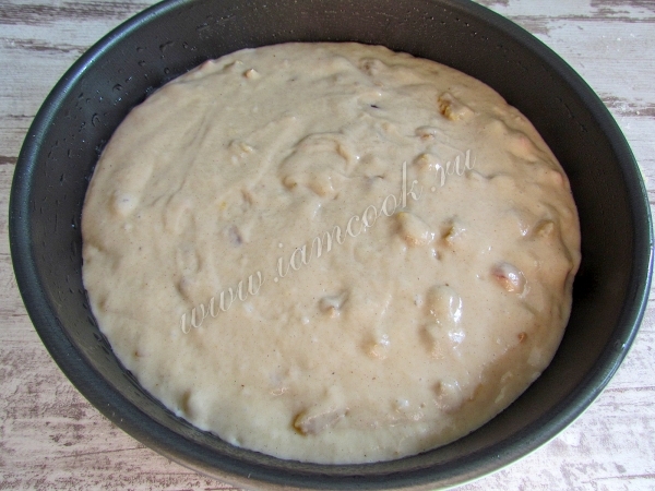 Тесто медового пирога с сухофруктами в форме
