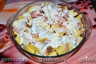 Картофельная запеканка с сыром и беконом в духовке, Шаг 05