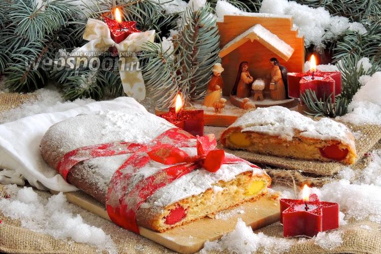 Фото Рождественский штоллен с марципаном