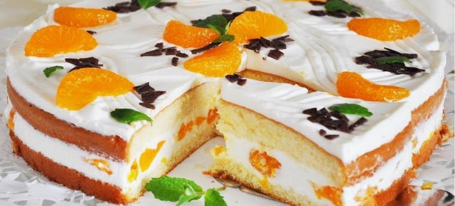 бисквитный торт с мандаринами