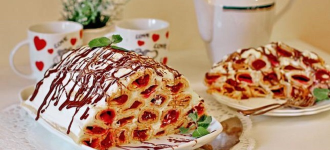 Торт Монастырская изба с вишней - лучшие рецепты десерта из разного теста и с сочной начинкой