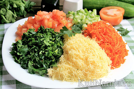Салат кучками с корейской морковью