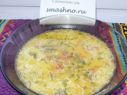 Суп с кукурузой и плавленным сыром