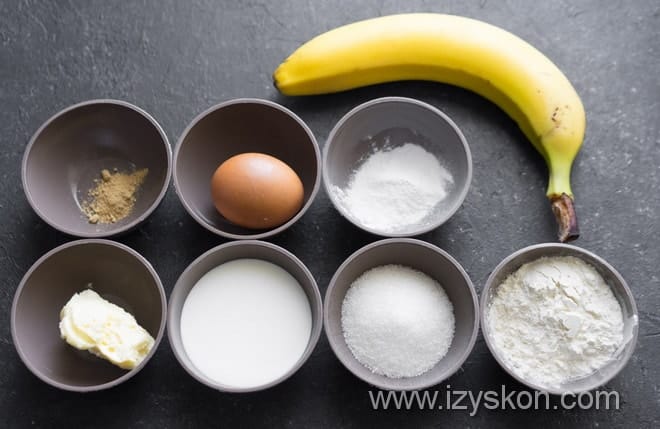 Ингредиенты для бананового торта по простому рецепту с фото