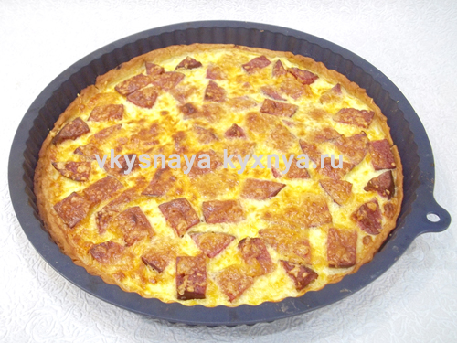 Пирог с колбасой и сыром — пошаговый рецепт с фото и видео