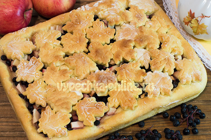 Пирог с черноплодной рябиной и яблоками рецепт