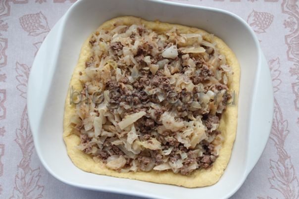 Пирог с капустой и мясом дрожжевой рецепт с фото пошагово и видео