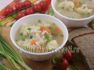 суп с рисом и цветной капустой в мультиварке