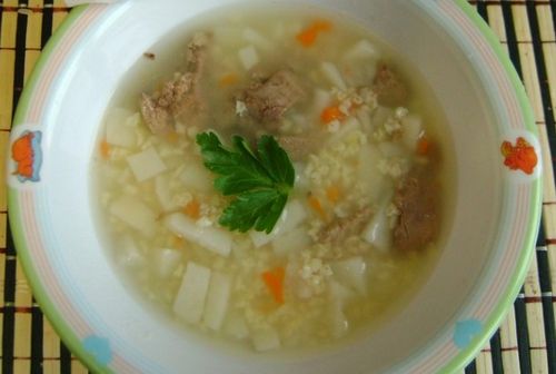 Суп с пшеничной крупой на курином бульоне -  пошаговый рецепт с фото