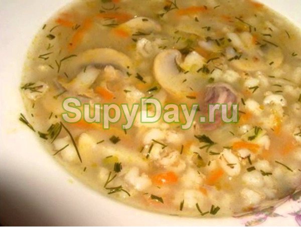 Суп с перловкой и грибами «Пикантный»