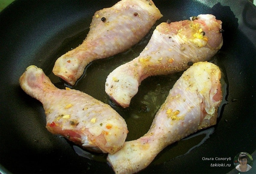 как приготовить куриные голени на сковороде