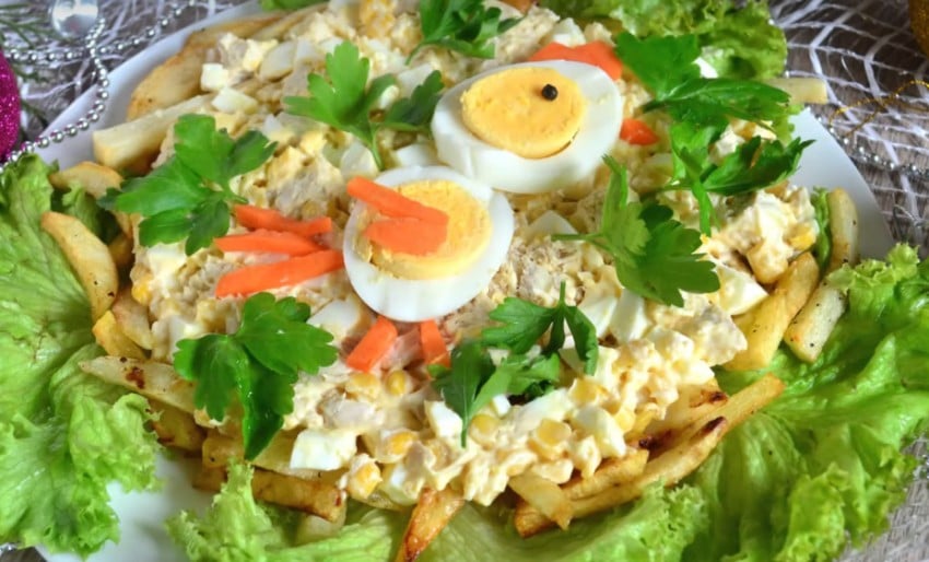 Салат с картошкой фри – простые рецепты очень вкусного салата
